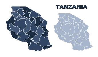 Tanzania political map with states border outline vector