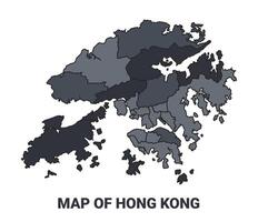 Hong Kong political map border of regions outline set vector