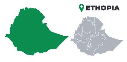 Ethopia map simple flat outline set vector