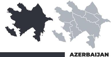 Azerbaijan flat and border outline maps vector
