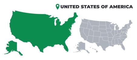 United States Of America map simple flat outline set vector
