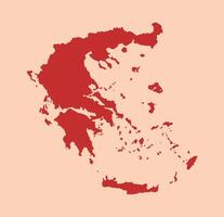 Greece simple flat red map vector