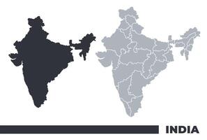 India flat and border outline maps vector
