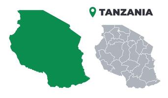 Tanzania map simple flat outline set vector