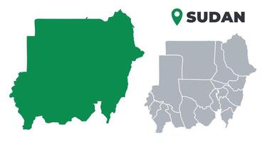 Sudan map simple flat outline set vector