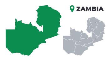 Zambia map simple flat outline set vector