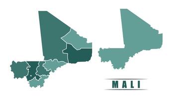 Mali simple flat political map with states border vector