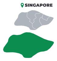 Singapore map simple flat outline set vector