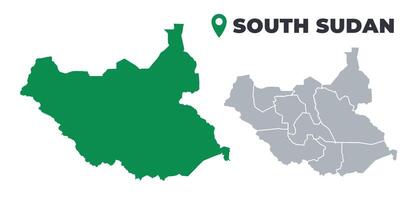 South Sudan map simple flat outline set vector