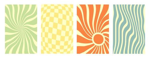 Abstract background 70s in retro perspective.a set of four colorful abstract patterns vector