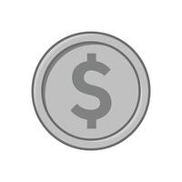 Flat Silver Coin with Dollar Sign Isolated on White Background vector