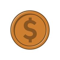 Flat Bronze Coin with Dollar Sign Isolated on White Background vector