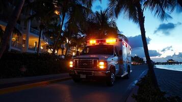 A large ambulance on the road photo