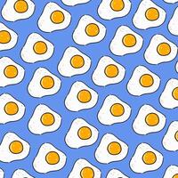Sunny Side Up eggs pattern illustration with isolated cornflower blue background vector
