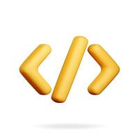 3d code icon isolated on white. Render computer software language symbol. Computer programming language. Web development code interface vector