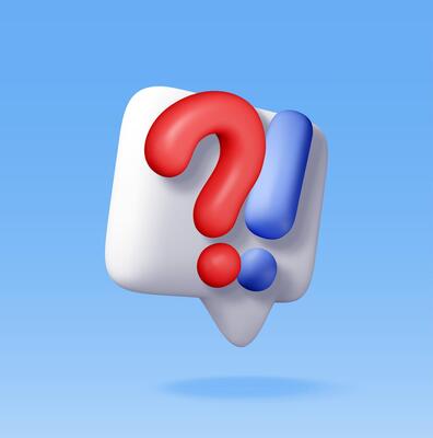 3d question and exclamation marks in speech bubble. Render questions exclamations symbol. Thin realistic icon. Concept of FAQ, support and help.