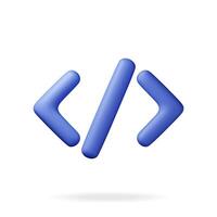 3d code icon isolated on white. Render computer software language symbol. Computer programming language. Web development code interface sign vector
