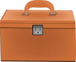 Orange briefcase closed with combination lock and handle vector