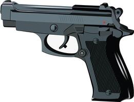 Black handgun pistol pointing right showing barrel and trigger vector