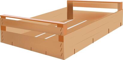 Empty wooden crate standing on corner for storage or shipping vector