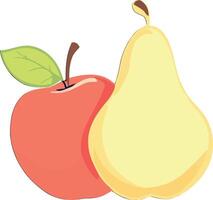 Red apple with leaf and yellow pear vector