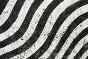 A black and white painting with a zebra stripe pattern photo