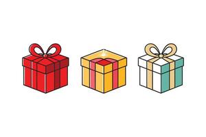 Present Box Icon Set Gift boxes in various styles tied, open, or sparkling ideal for festive occasions, weddings, birthdays, and achievements artwork vector