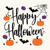 Spooky Halloween Calligraphy with Hand-drawn Party Elements vector
