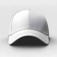 Blank White Baseball Cap Isolated on Neutral Background for Mockup photo