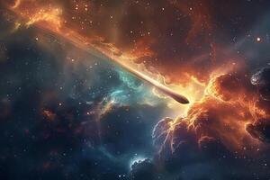 An image of a comet flying through space photo