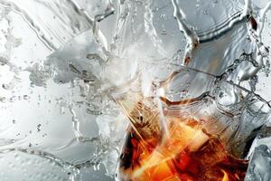 A splash of ice cold soda with a splash of orange juice photo