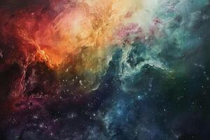 A painting of a nebula with colorful stars photo
