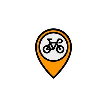 A bicycle icon on a map pointer vector