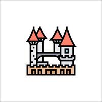 A castle icon with a tower and a tower vector