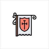 A cross and flag icon on a white background vector