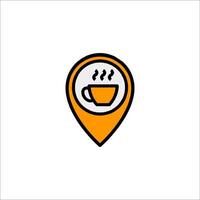 A map pin with a cup of coffee vector