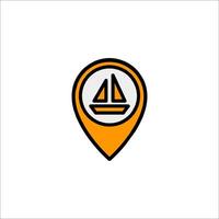A map pointer with a boat icon vector
