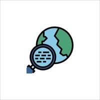 Magnifying glass icon with earth and globe vector