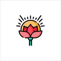A red lotus flower with a sunburst vector