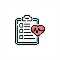 A heart and check list icon on a clipboard vector