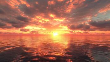 A sunset over the ocean with clouds photo