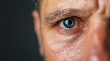 A close up of a man's eye photo