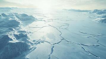 An aerial view of a large ice sheet photo