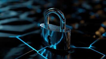 A padlock on a blue background photo