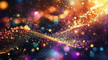Bright and colorful lights dance and shimmer against a dark backdrop, creating a stunning abstract visual of swirling patterns and soft textures, evoking a sense of wonder and beauty photo