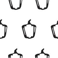 seamless pattern with rectangular pumpkins drawn in line art style on white background, for packaging or textile vector