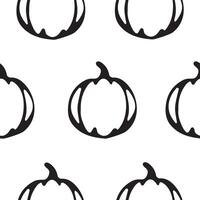 seamless pattern with round pumpkins drawn in line art style on white background, for packaging or textile vector