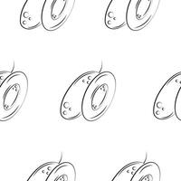 seamless pattern with fruits namely plums drawn in line art style on white background, for packaging or textile vector