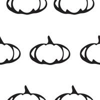 seamless pattern with round, long shaped pumpkins drawn in line art style on white background, for packaging or textile vector