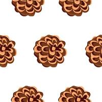 seamless pattern with round forest cones on a white background, for packaging or textile vector